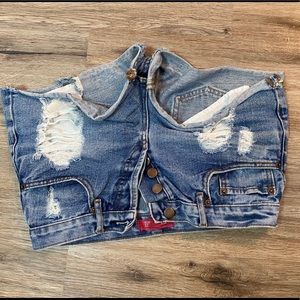 distressed jean shorts